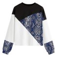 thumbnail image 2 of Women's Long Sleeve Color Block Snake Print Pullover Sweatshirts Patchwork Tops, 2 of 6