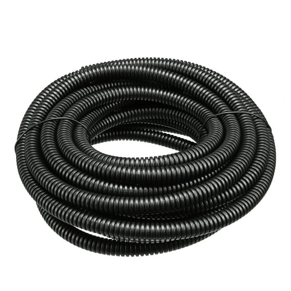 Corrugated Tube Conduit PP Tubing Flexible Pipe Hose Black 7mmx10mm 5.6M Long