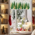 thumbnail image 3 of Christmas Tree Valances for Windows, 54 x 18in, Winter Snowflakes Green Gold Tree Stars Rod Pocket Kitchen Valance Curtain Light Filtering Window Treatments for Living Room Bedroom, 1 Panel, 3 of 7