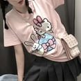 thumbnail image 3 of Sanrio Hello Kitty Printed Cartoon Cute Pink Short Sleeve T-shirt Women's New Summer Tees Loose Oversize Student Tops Clothes, 3 of 26