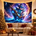 thumbnail image 3 of Sailing Ship and Celestial Portal Tapestry Wall Hanging, 3 of 7