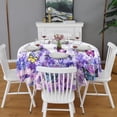 thumbnail image 2 of White Purple Butterfly Flower Pattern Round Tablecloth 60"x60",Wrinkle Wipeable Table Cloth for Kitchen Dining Room Picnic Patio Party, 2 of 6