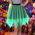 thumbnail image 2 of Daznico Solid Color Carnival Tiered Mesh Skirt Asymmetrical Hem Party Wear with White Elegant Flowy Design for Festive Events,Mardi Gras Clothing,Mardi Gras Skirt,One Size, 2 of 6