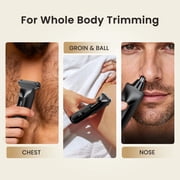 Manscape Dual-Speed 3 In 1 Body & Pubic Hair Trimmer for Men, IPX7 Waterproof Ball & Groin Shaver with LED Light, Electric Razor with Travel Pouch & USB Rechargeable, Gifts for Dad Husband Boyfriend