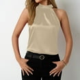 thumbnail image 3 of Womens Satin Halter Tops, Sleeveless Shirts for Women Summer Fashion Loose Fit Shiny Crewneck Tank Tops for Party, 3 of 6