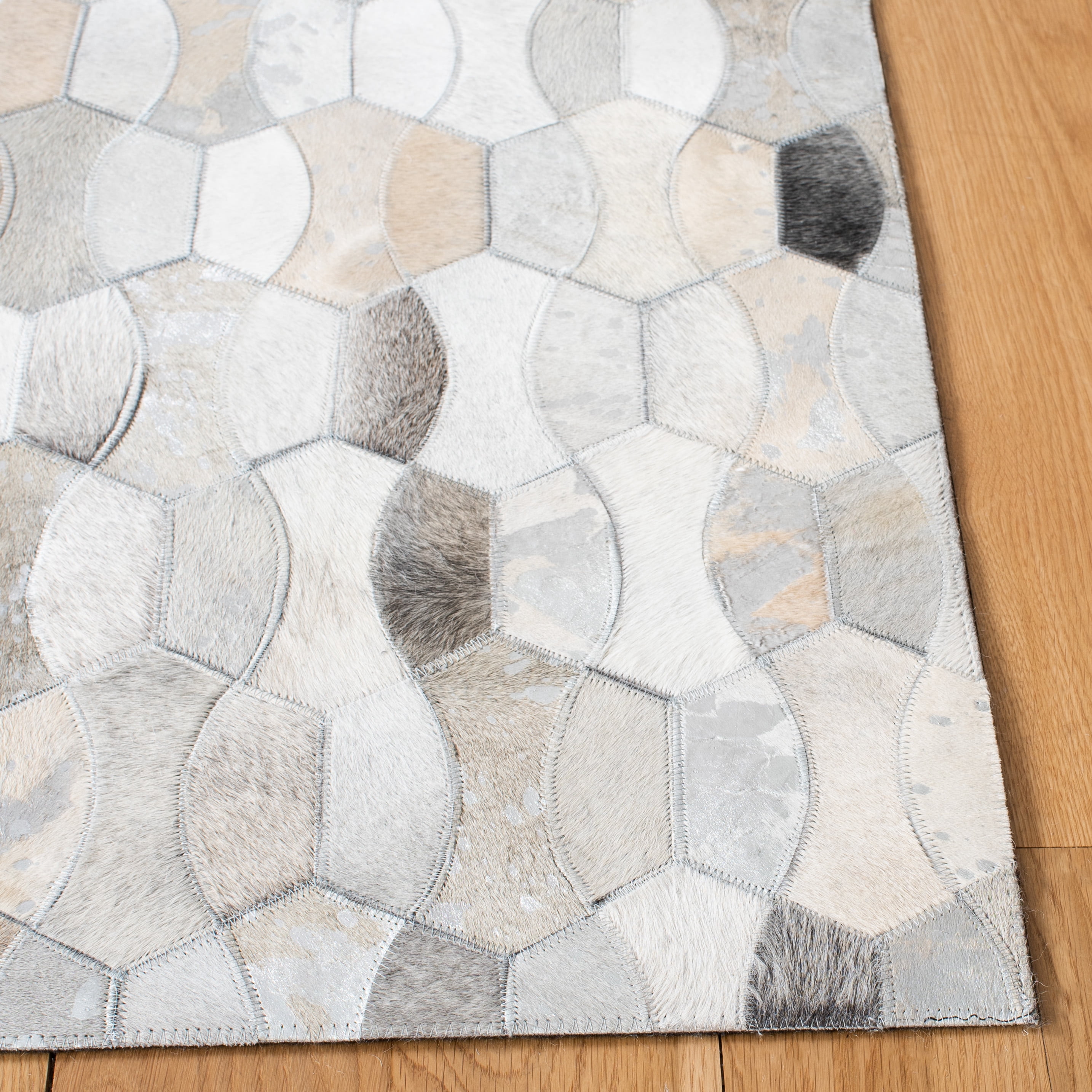 SAFAVIEH Studio Leather Jesper Geometric Area Rug, Ivory/Grey, 8' x 10'