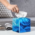 thumbnail image 5 of Goofa Blue Shell Tissue Box Cover PVC Leather Tissue Holder Square Facial Tissue Case Facial Paper Organizer Dispenser for Bathroom, Vanity Countertop, 5 of 8