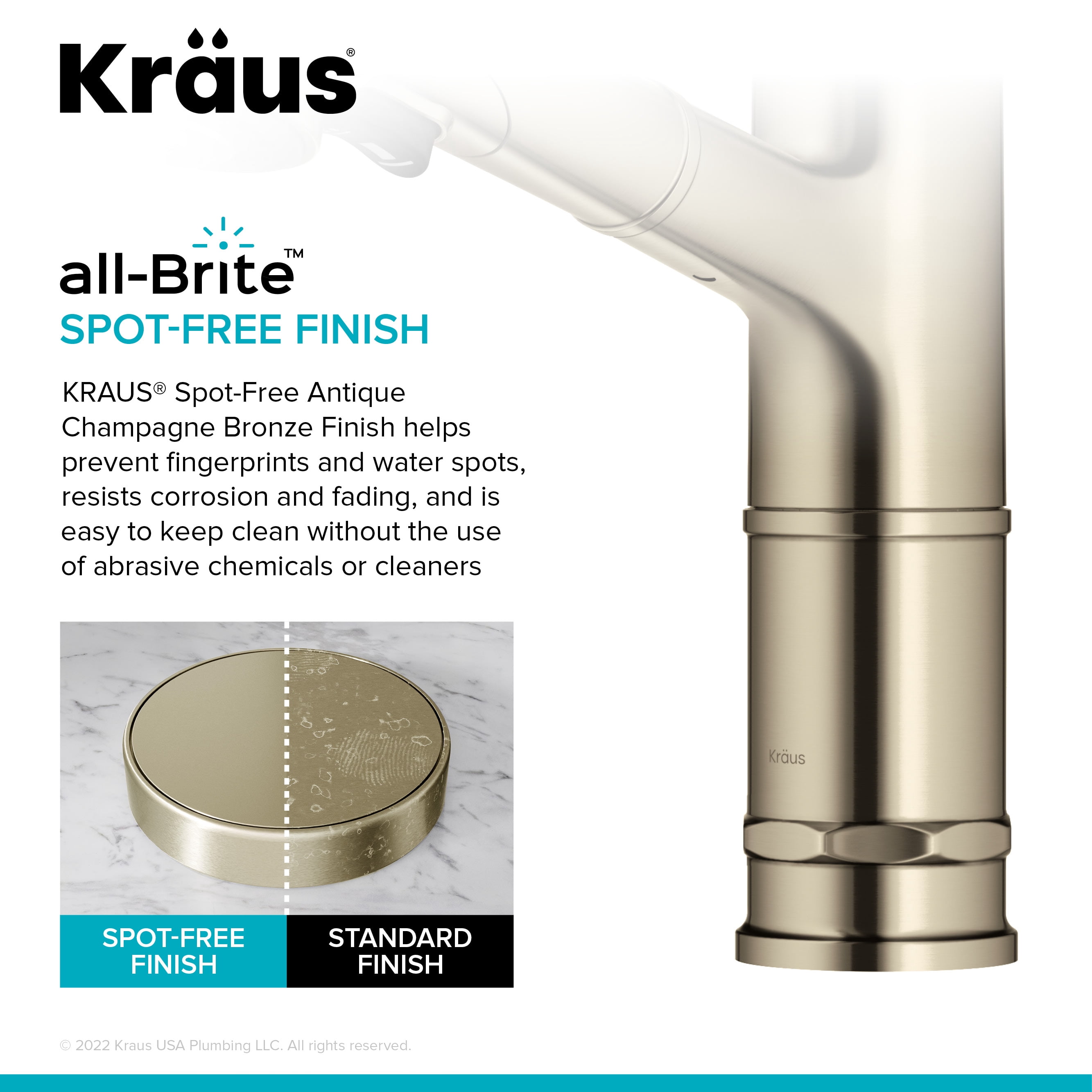 KRAUS Allyn Pull-Out Single Handle Kitchen Faucet in Spot-Free Antique Champagne Bronze
