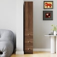 thumbnail image 2 of Living Room Cabinets 70.87" H Display Storage Cabinet , 4-Tier Shelf, 3 Side Drawers , Modern Wooden Tall Bookshelf Bookcase for Living Room Home Office,Primary Living Space Cabinets, 2 of 14