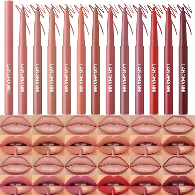 Set de delineador de labios LANGMANNI Sculpting Matte Velvet 12 colores