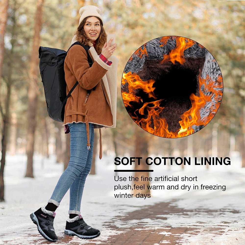Ecetana Winter Snow Boots for Women Keep Warm Lined Ankle Booties Outdoor Hiking Shoes