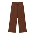 thumbnail image 5 of Tdoqot Girls Cotton Linen Pants- Wide Leg Elastic Waist Baggy Lightweight Kids Summer Pants Brown Size 4 Years, 5 of 7