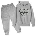 thumbnail image 2 of WAVSUF Boys Girls Hoodie Outfits 2 Piece Long Sleeve Pullover Sweatshirt and Jogger Pants Elastic Waist Fall Comfort Warm Sets Gray 3, 2 of 3