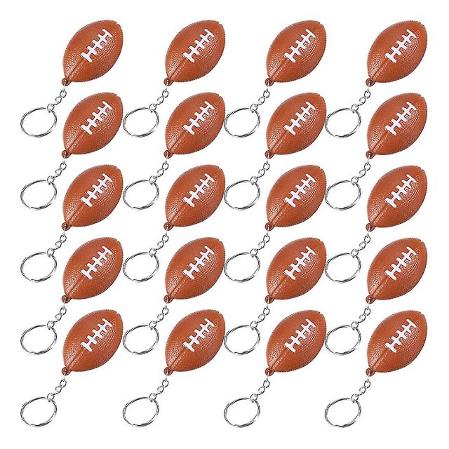 Paquete de 20 llaveros de pelota de rugby para favores de fiesta, pelota antiestrés de rugby, premio de carnaval escolar, centro deportivo