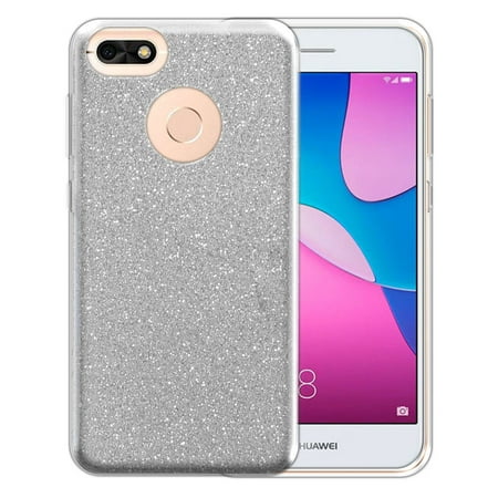 FINCIBO Silver Glitter Case, Sparkle Bling TPU Cover for Huawei P9 Lite Mini 5"