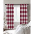 thumbnail image 3 of Plaid Red, Blackout Curtains 45 Inches Long for Bedroom, Abstract Minimalistic Geometric Lattice Thermal Insulated Room Darkening Black Out Window Curtain Panels Grommet Drapes for Living Room, 3 of 8
