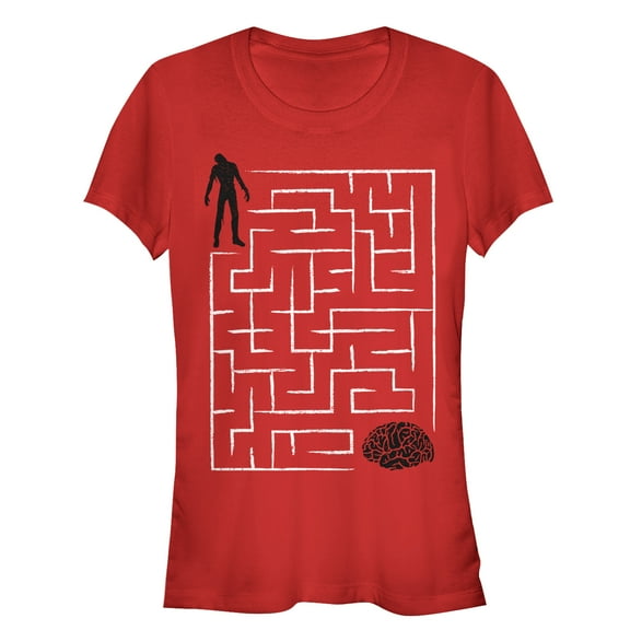 Junior's Lost Gods Halloween Zombie Brain Teaser Maze Graphic Tee Red 2X Large