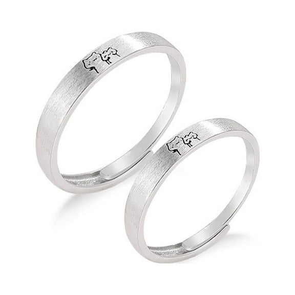 Cute Cat Matching Couple Rings S925 Sterling Silver Bands for Women Men