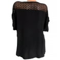 thumbnail image 5 of Chemisier Femme Dentelle Creuse Imprimée Col en V Manches Courtes Blouse Décontractée, Noir, m, 5 of 5