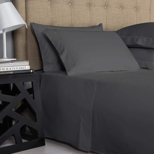 300 Thread Count 100% Egyptian Cotton 4-Piece Bed Sheet Set (1 Flat, 1 Fitted Sheet, 2 Pillow Covers) 27 Inches Deep Pocket Solid