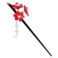thumbnail image 4 of KAKOWELY Barrette Vintage en Acrylique avec Grappe de Fleurs de Cerisier Rouges en Acrylique et Épingle à Franges à Pompon Accessoires pour Cheveux pour Femmes et Filles,7.17x"X1.89"X0.39 Pouces, 4 of 4