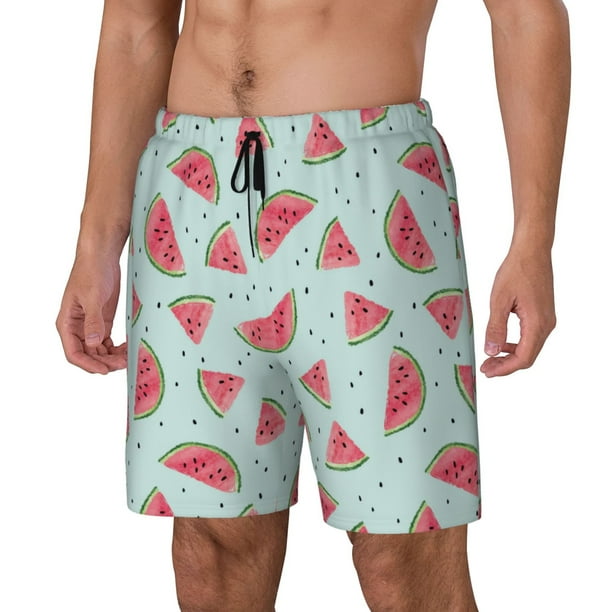 Fotbe Watermelon Traje de Baño para Hombre – Shorts de Natación de Secado Rápido con Forro y Bolsillos-Large