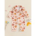 thumbnail image 2 of Suealasg Baby Girl Halloween Holiday Pajamas Long Sleeve Ghost Pumpkin Print Button Down Jumpsuit 3 6 12 18 24 Months Infant Girls Fall One Piece Pajamas, 2 of 7