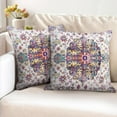thumbnail image 2 of Boho Purple Throw Pillow Covers 20x20 inch Set of 2, Coral Floral Persian Carpet Double Sided Pattern Soft Plush Cushion Cover for Couch Sofa Bed Decorative, Only Pillowcase (No Insert), 2 of 6