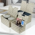 thumbnail image 4 of Weave Stackable Basket Set, 3 Pieces- Beige, 4 of 6