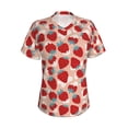thumbnail image 2 of Uemuo Red Strawberry Printed Women's Classic V-Neck T-Shirt - Soft, Breathable, Moisture-Wicking, Perfect for Casual, Office, Travel, and Everyday Wear-Small, 2 of 5