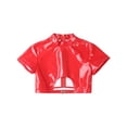 thumbnail image 6 of iEFiEL Womens Short Sleeve Crop Top Patent Leather Back Zipper Disco Tops Nightclub Rave Dance Camisole Red 4XL, 6 of 7