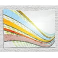 thumbnail image 1 of Vintage Rainbow Tapestry, Vintage Design Inspirations Colorful Curved Stripes and Checkered Squares, Wall Hanging for Bedroom Living Room Dorm Decor, 60W X 40L Inches, Multicolor, by Ambesonne, 1 of 2