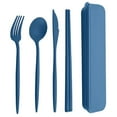 thumbnail image 1 of YOPTOP 4Pcs/Set Reusable Portable Plastic Cutlery Set with Storage Box Students Spoon Fork Cutter Chopsticks Tableware Set for Outdoor Travel,darkblue, 1 of 8