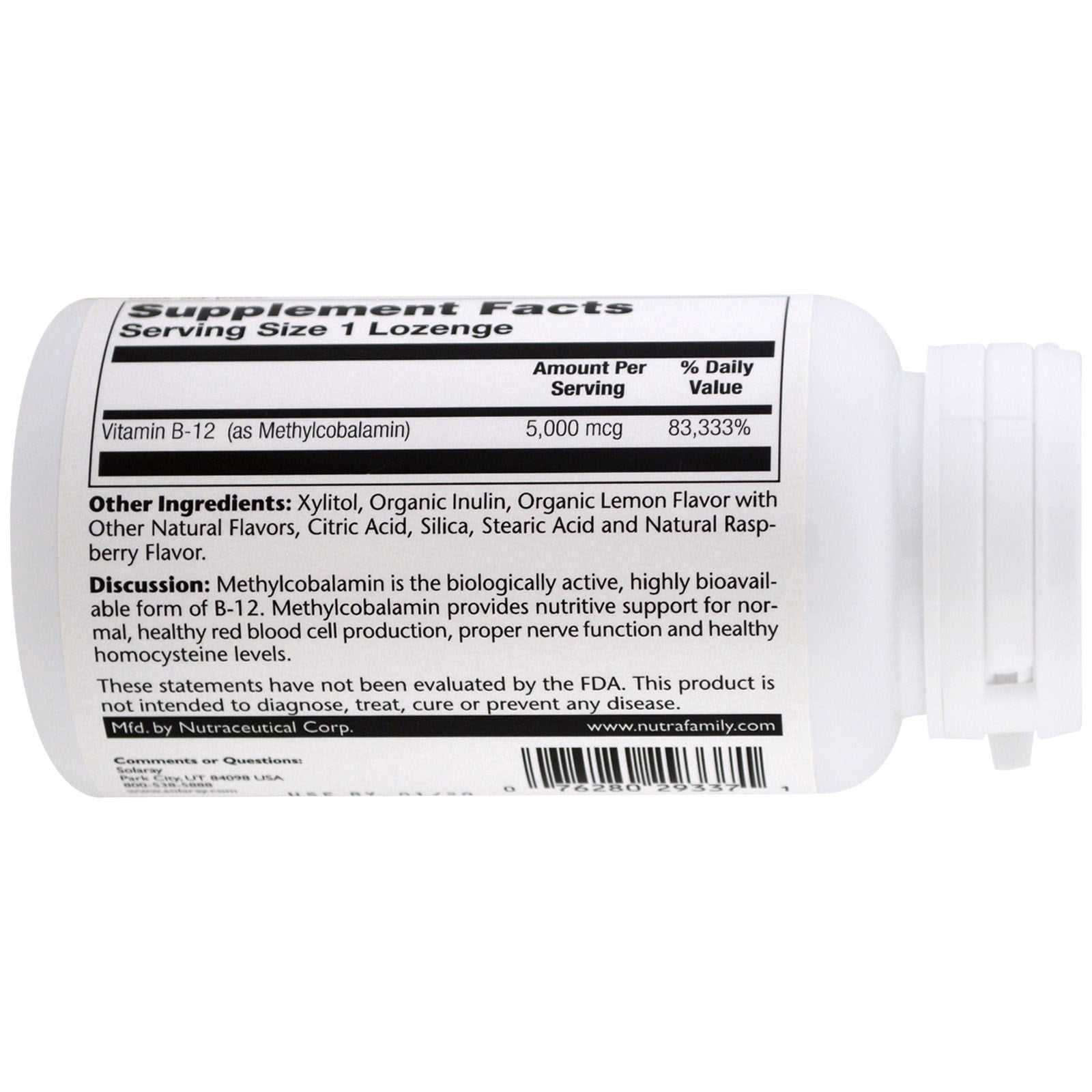 Solaray Methyl B12 5,000mcg 60 Lozenge