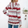 thumbnail image 1 of Sudadera Con Capucha Para Mujer, Sudadera De Fibra De Poliéster, Manga Larga, Rayas Coloridas, Con Capucha, Cordón De Lana, Cómoda Para Ir De Compras ANGGREK Raya Fina Roja M, 1 of 6