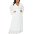 thumbnail image 2 of Agnes Orinda Women's Plus Size Easter Dresses Deep V Neck Long Sleeve Backless Pleated Zipper Up Wedding Evening Floor Dress 2X White, 2 of 6