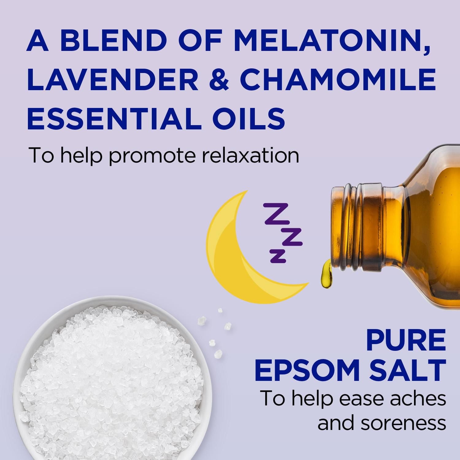 Dr Teal's Bain Moussant avec du Sel D'Epsom Pur, Bain à la Mélatonine, Lavande et de Camomille Mélange D'Huiles Essentielles, 34 fl oz 1L