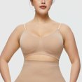 thumbnail image 2 of Gibobby Sujetador deportivo Brasier estraple para mujer Mujeres en verano Ropa interior sin costuras en la espalda Paquete de pecho grande(Beige,G), 2 of 5