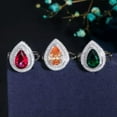 thumbnail image 5 of CZ Royal Blue Stone Dangle Drop Pendent Necklace Huggie Earring Ring Jewelry Set, 5 of 9