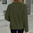 thumbnail image 7 of yoeyez Womens Sherpa Pullover Sweatshirts Half Zip Fleece Jacket Mock Neck Long Sleeve Cute Winter Coats with Pockets Army Green,L, 7 of 7