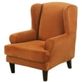thumbnail image 2 of TOPCHANCES Stretch Thick Velvet Plush 2-Piece Soild Color Wingback Chair Slipcover, Orange, 2 of 11