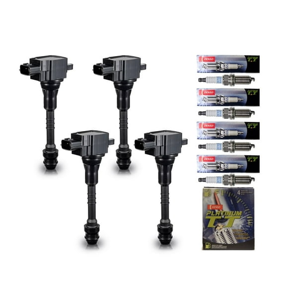 Set of 4 ISA Ignition Coils & 4 Denso Spark Plugs for 2002-2006 Nissan Sentra l4 1.8L Replacement for UF351 4505