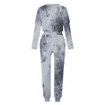 thumbnail image 5 of DeHolifer Women's Two Piece Tracksuit Tie Dye Crewneck Long Sleeve Pullover Long Sweatpants Sport Outfits Sets Dark Gray 3XL, 5 of 5