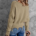 thumbnail image 5 of Oksale Women's Distressed Hem Sweaters Trendy Frayed Crop Sweater Casual Deep V Neck Cotton Jumpers Cozy Long Sleeve Top Sexy Elegant Fashion Tops Khaki XXL, 5 of 9