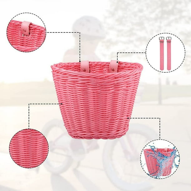 Panier Vélo Enfant Tressé à La Main – Osier Naturel Imperméable – Double Usage (Vélo Ou Sac à Dos) – Déco Unique