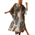 thumbnail image 2 of Liacowi Women Loose Swimsuit Cover Up Zebra Leopard Print V-Neck Beach Dress Raglan Sleeve Plus Size Maxi Dress Caftan Kaftan Bathing Suit Cover Up, 2 of 9