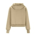 thumbnail image 5 of APEXFWDT Women's Zip Up Cropped Sweatshirt Jacket Athletic Light Fleece Casual Hoodie for Active Wear,XL,Beige, 5 of 6