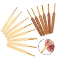 thumbnail image 2 of LHCER 14Pcs/Set Gold Head Knitting Needles Set Bamboo Carbonized Handle Knitting Needle Crochet Hook Pen Type Needle For Weaving Project, 2 of 8