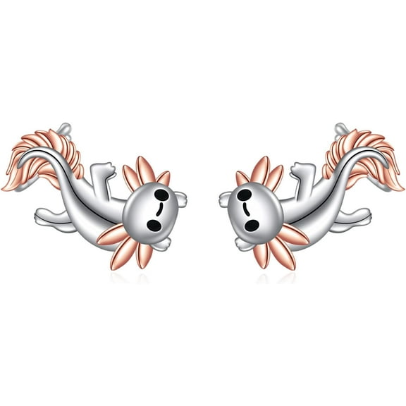 DOLIOX 925 Sterling Silver Axolotl Earrings for Women Axolotl Stud Earrings Animal Jewelry Gift for Women (Axolotl)