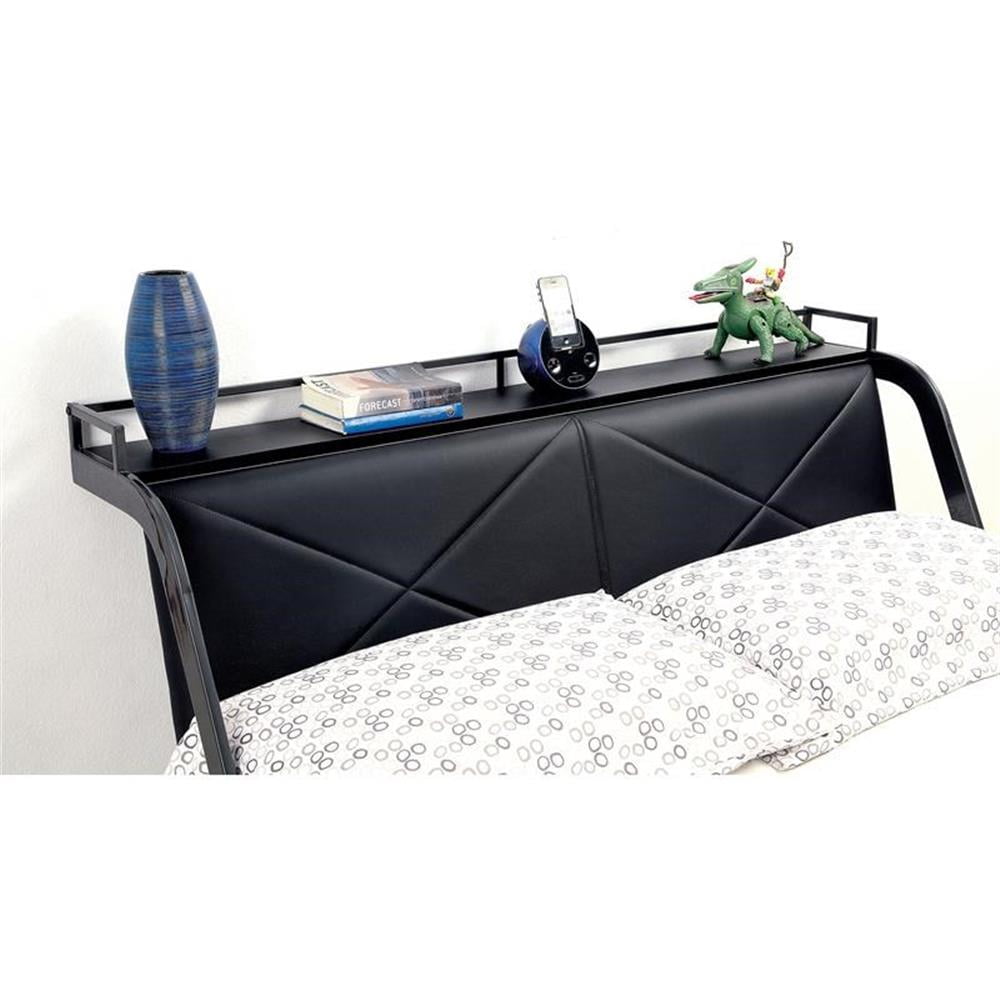 Bowery Hill Contemporary Metal Full Racecar Bed in Silver/Gun Metal